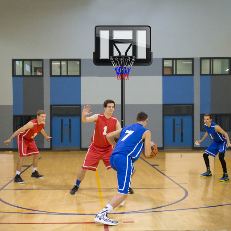 9-Position Adjustable Basketball Hoop with Wheels for Gym and Backyard