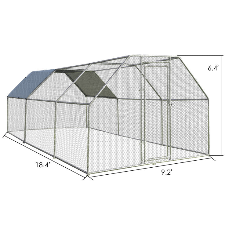 9.5 x 19 Feet Large Walk-in Chicken Coop with Lockable Door and Waterproof Cover