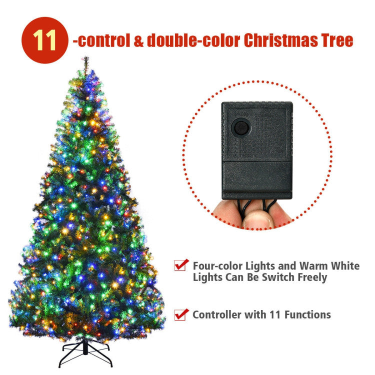 4/5/6/7/8/9 Feet Artificial Premium Hinged Christmas Tree with Multi-color Lights and Metal Base