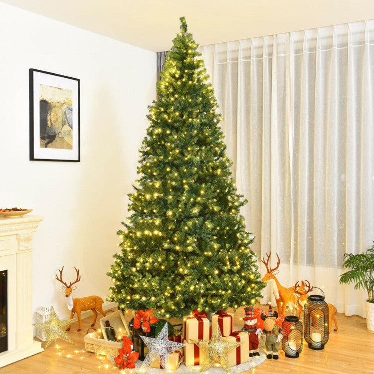 4/5/6/7/8/9 Feet Artificial Premium Hinged Christmas Tree with Multi-color Lights and Metal Base