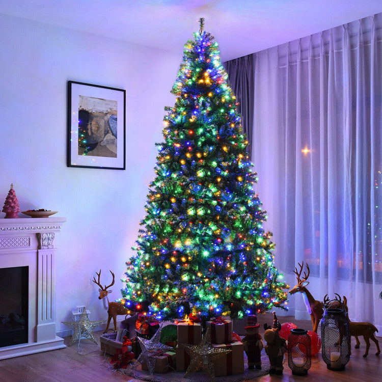 4/5/6/7/8/9 Feet Artificial Premium Hinged Christmas Tree with Multi-color Lights and Metal Base