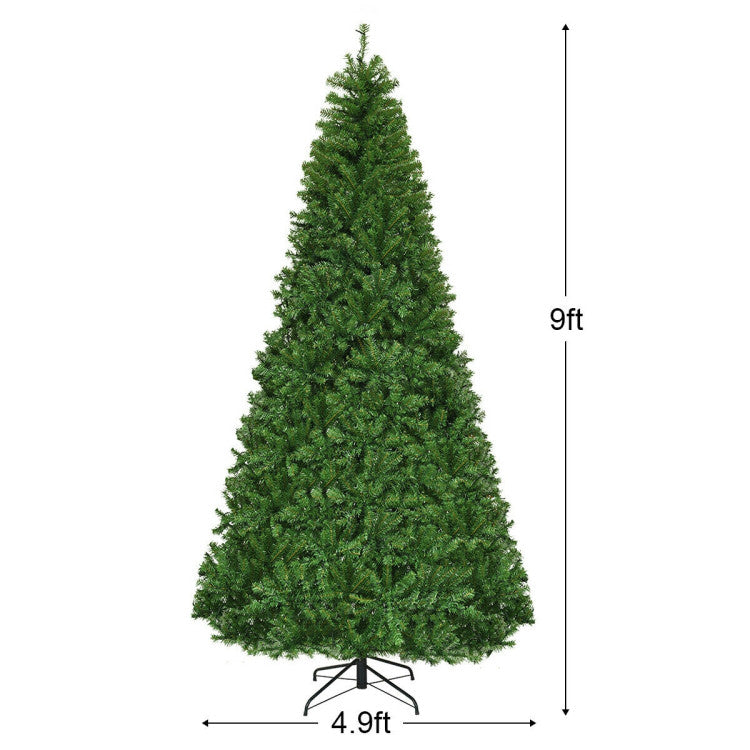 4/5/6/7/8/9 Feet Artificial Premium Hinged Christmas Tree with Multi-color Lights and Metal Base