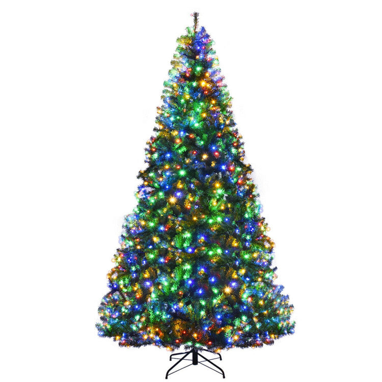 4/5/6/7/8/9 Feet Artificial Premium Hinged Christmas Tree with Multi-color Lights and Metal Base