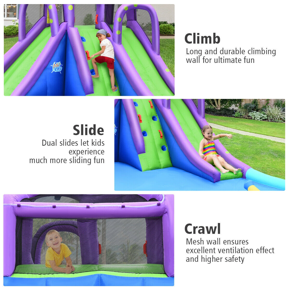 Inflatable Water Park Mighty Bounce House with Pool and 780W Blower