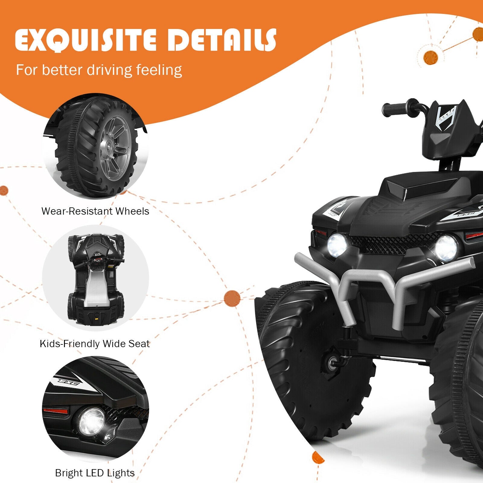 12V Kids Electric 4-Wheeler ATV Quad Ride On Car with LED Light