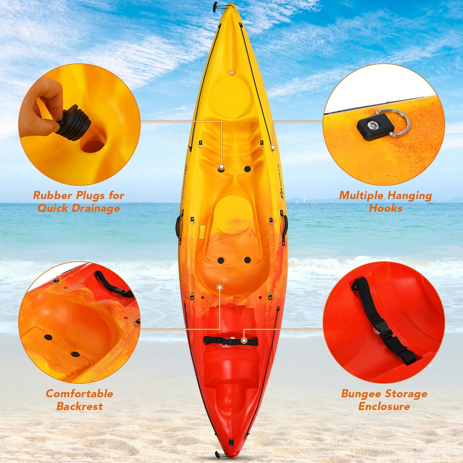 Single Sit-on-Top Kayak with Detachable Aluminum Paddle