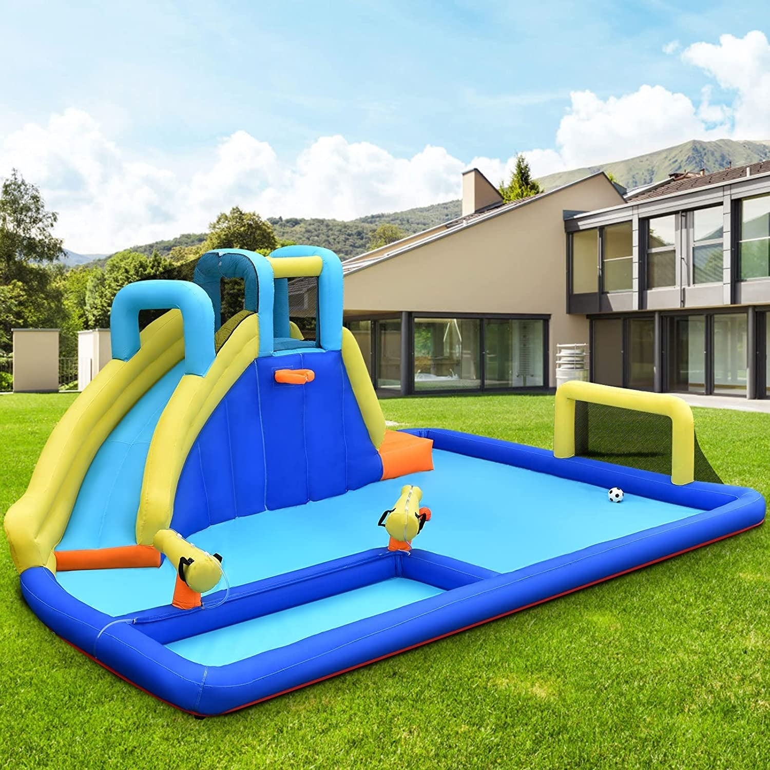 6-in-1 Inflatable Water Slides with Blower for Kids