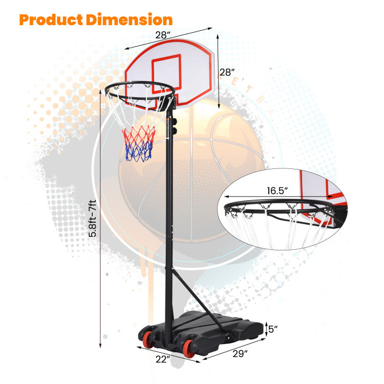 Adjustable Basketball Hoop System Stand with Wheels