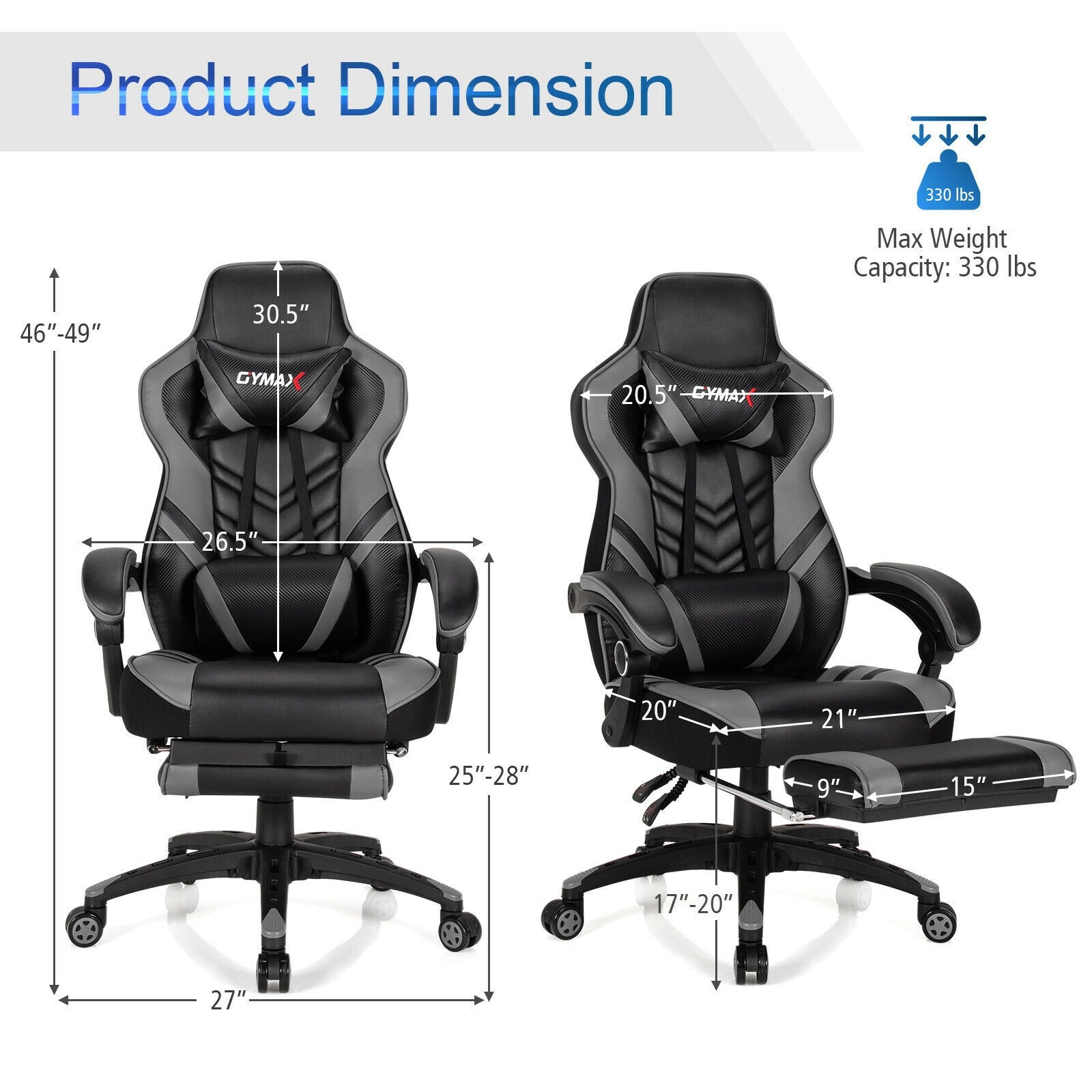 Adjustable Computer Chair Gaming Chair with Footrest for Home and Office