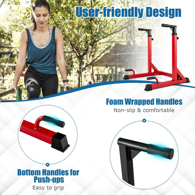 Adjustable Dip Bar with 10 Levels Adjustable Height for Home & Gym