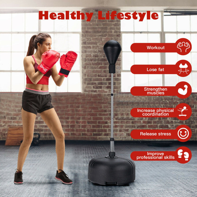 Adjustable Freestanding Punching Bag with Boxing Gloves and 6 Suction Cups