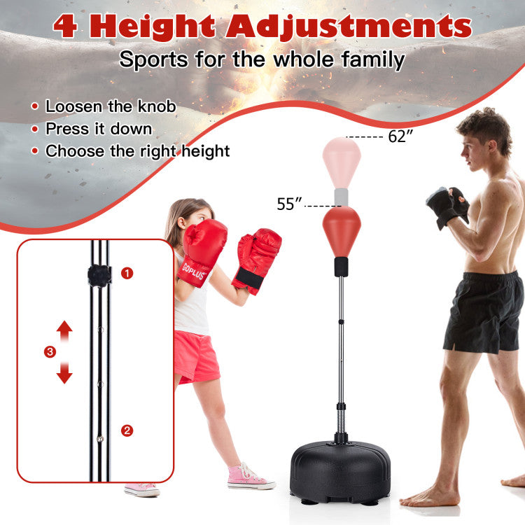 Adjustable Freestanding Punching Bag with Boxing Gloves and 6 Suction Cups