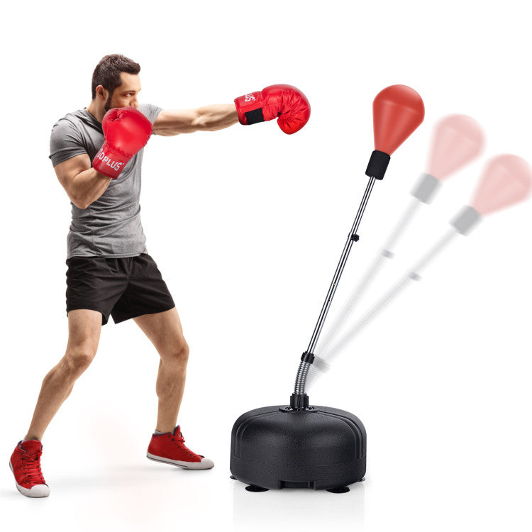 Adjustable Freestanding Punching Bag with Boxing Gloves and 6 Suction Cups