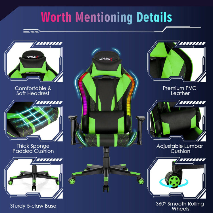 Adjustable Gaming Chair Computer Chair with Dynamic LED Lights