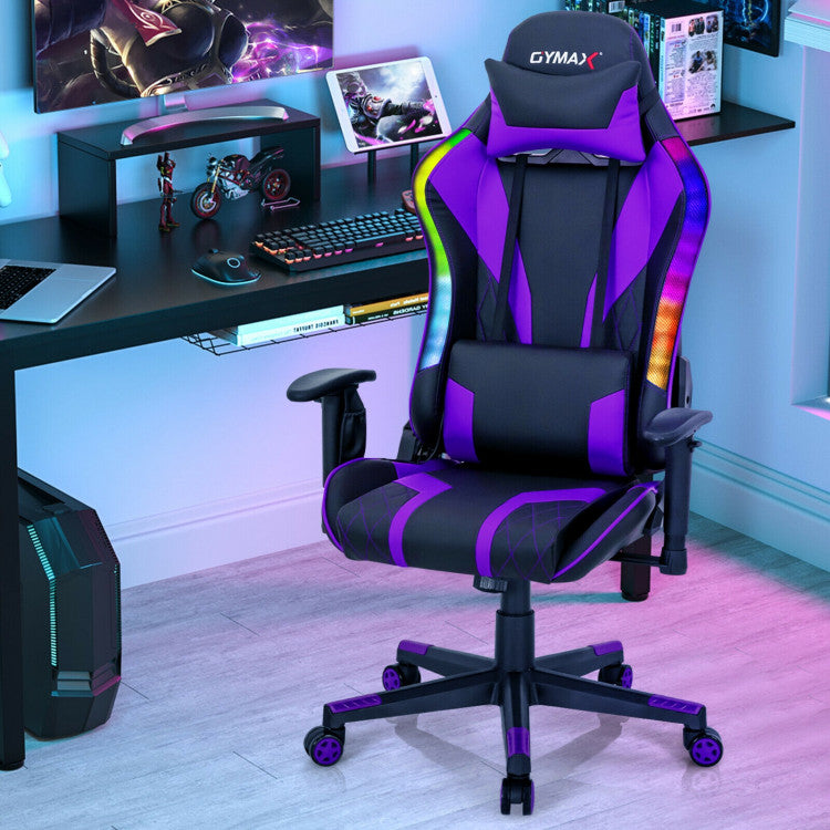 Adjustable Gaming Chair Computer Chair with Dynamic LED Lights