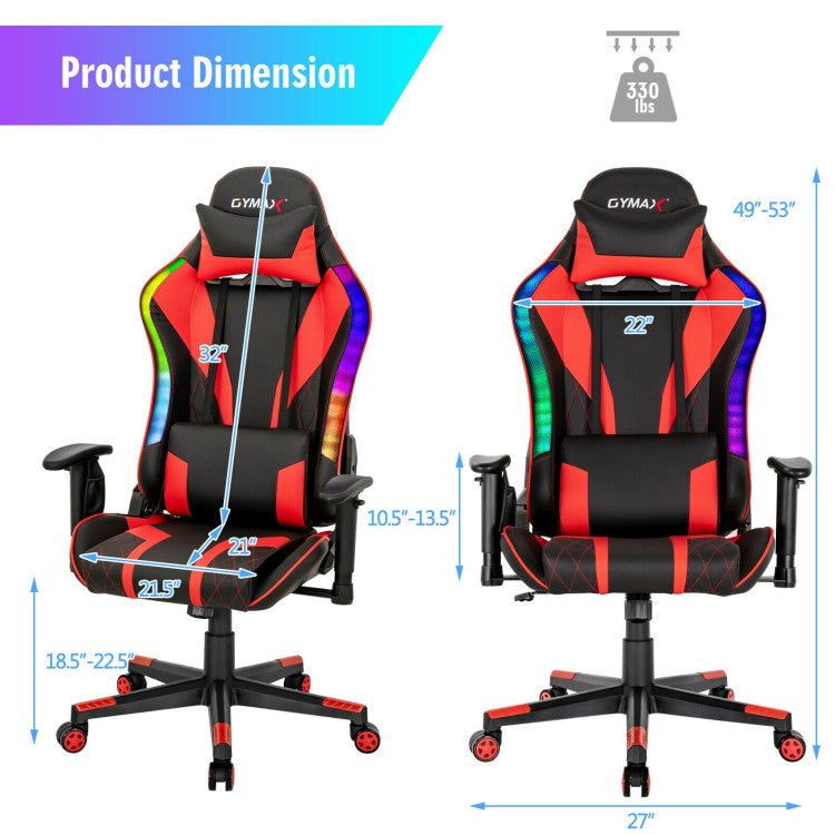 Adjustable Gaming Chair Computer Chair with Dynamic LED Lights