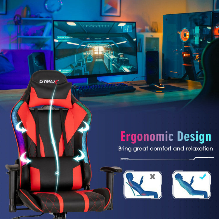 Adjustable Gaming Chair Computer Chair with Dynamic LED Lights