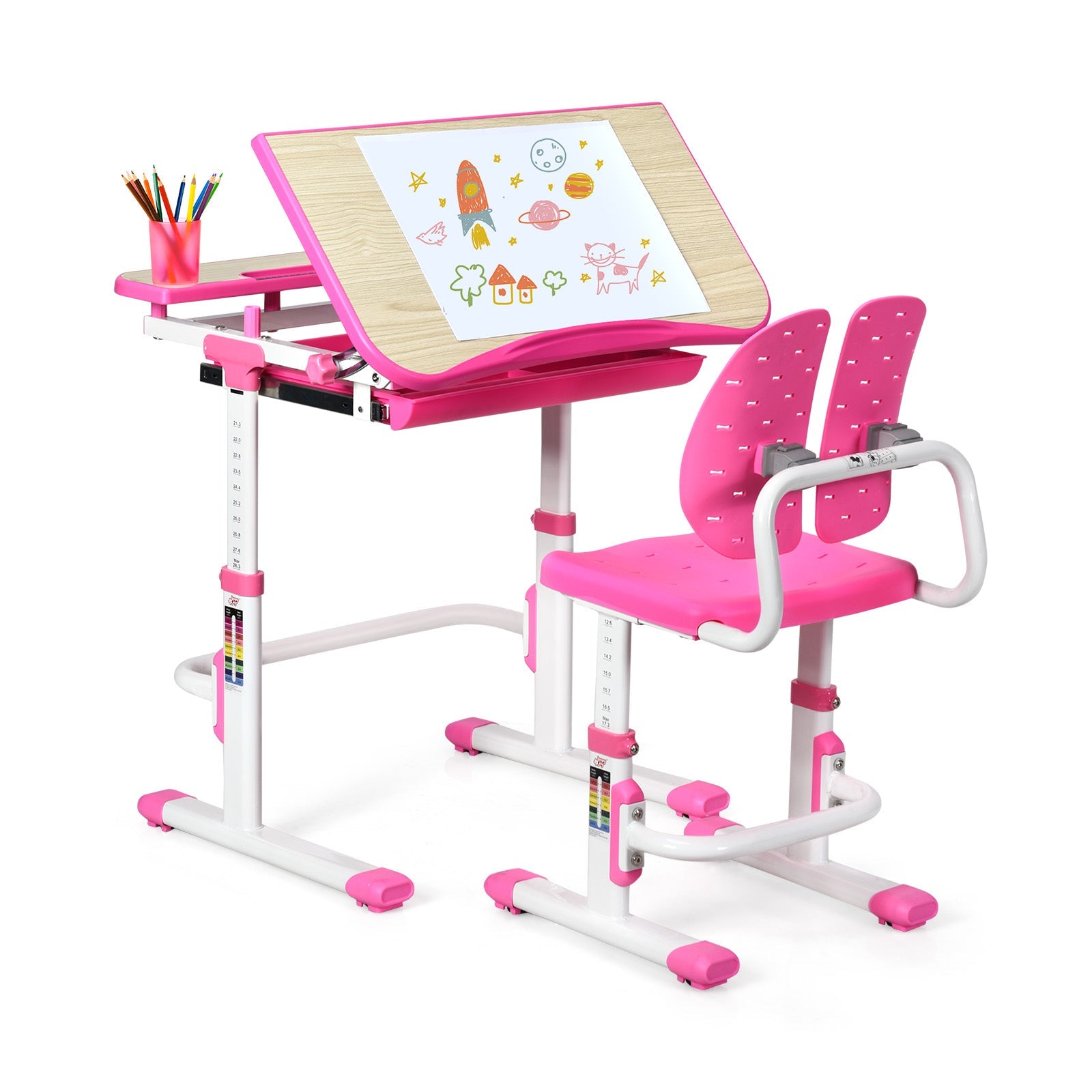 Adjustable Height Kids Study Desk and Chair Set