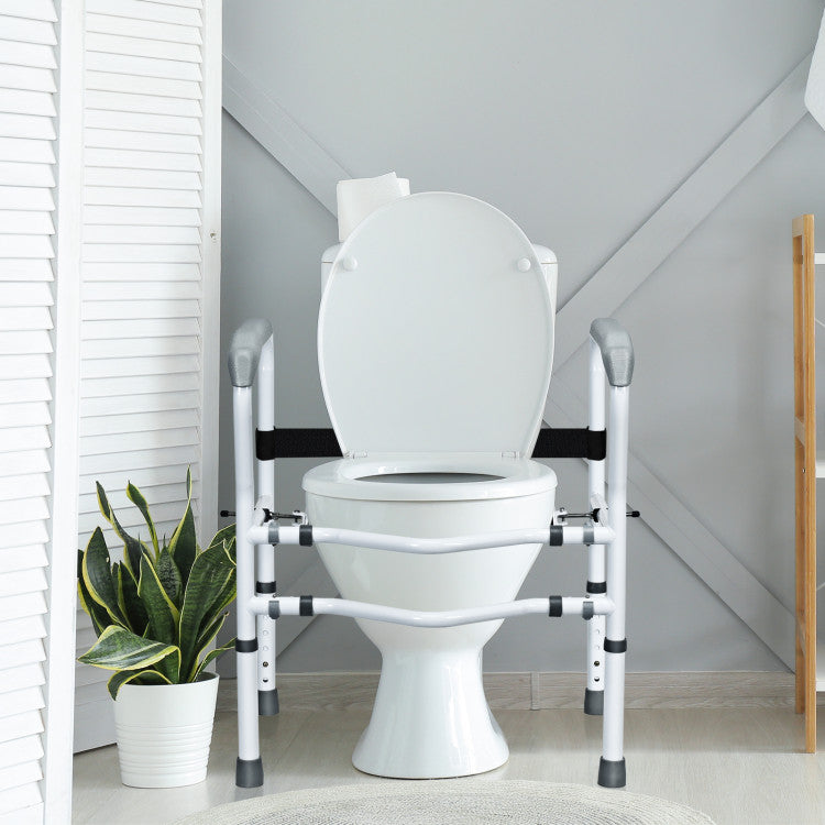 Adjustable Height Steel Safety Toilet Rail with 360° Rotating Anti-slip Clip