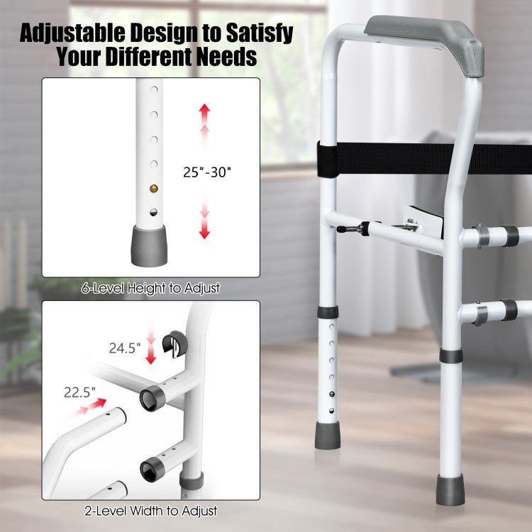 Adjustable Height Steel Safety Toilet Rail with 360° Rotating Anti-slip Clip