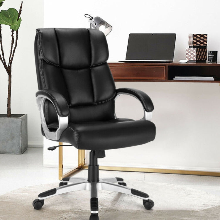 Adjustable High Back Leather Executive Computer Desk Chair for Home and Office