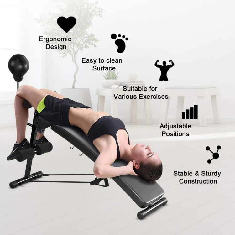 Adjustable Incline Curved Workout Fitness Sit-Up Bench for Home and Office