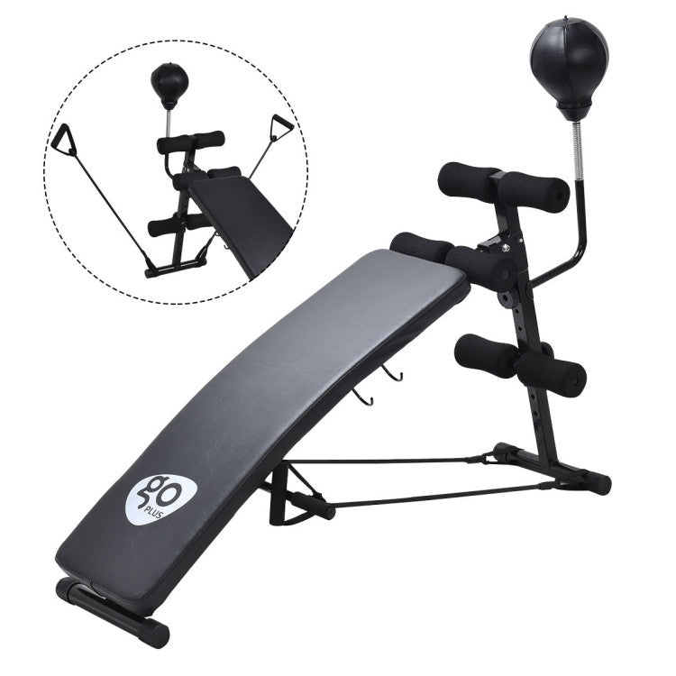 Adjustable Incline Curved Workout Fitness Sit-Up Bench for Home and Office