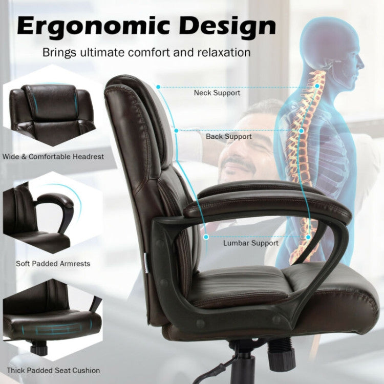 Adjustable Leather Executive Office Chair Computer Chair for Gaming and Meeting