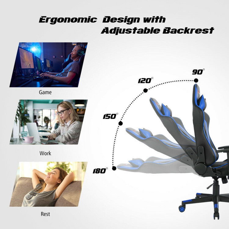 Adjustable Massage Gaming Chair with Lumbar Support and Headrest