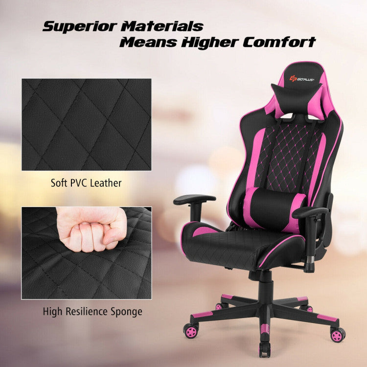 Adjustable Massage Gaming Chair with Lumbar Support and Headrest