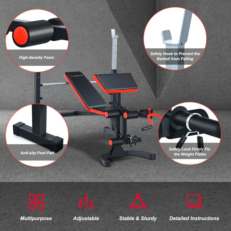 Adjustable Olympic Weight Bench with 5 Adjustable Heights for Strength Training