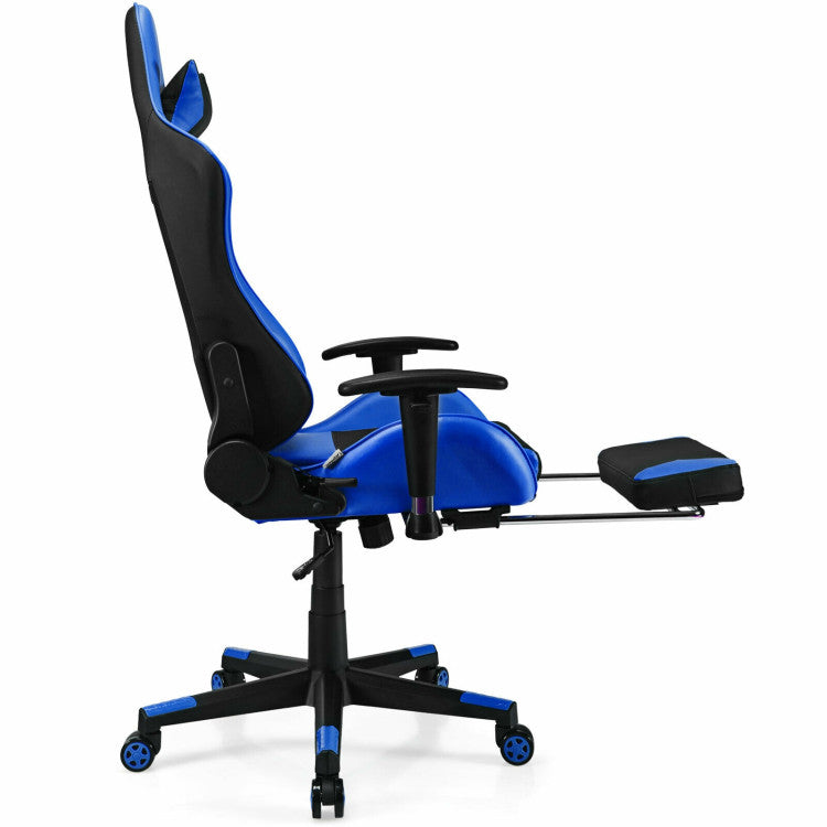 Adjustable Ergonomic Massage Gaming Chair with USB Massage Lumbar Pillow and Footrest