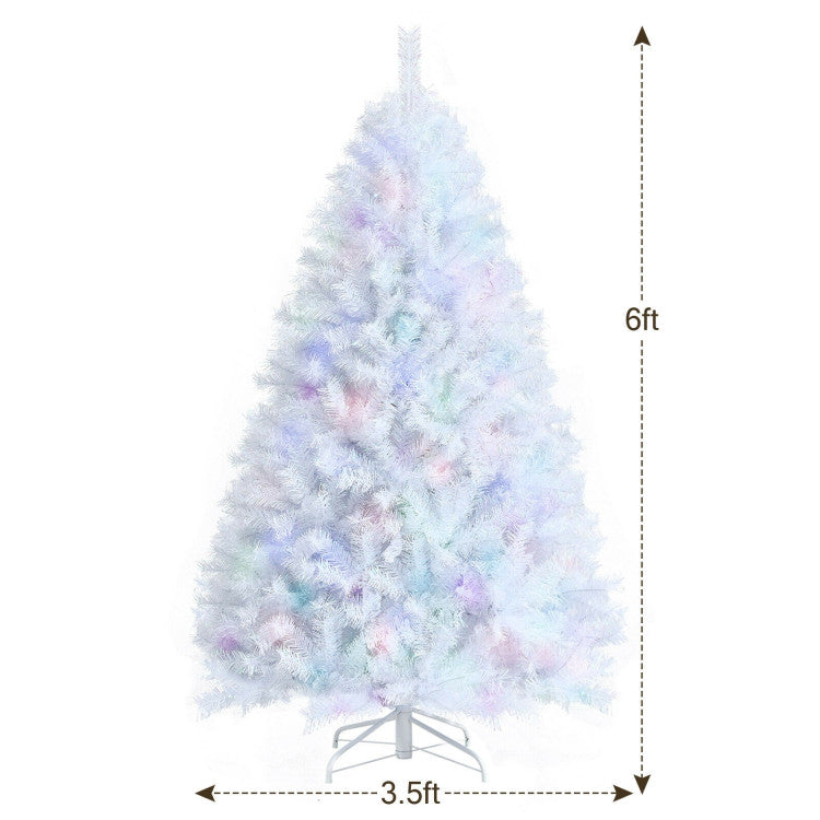 Artificial Christmas Tree with Iridescent Branch Tips and Metal Base