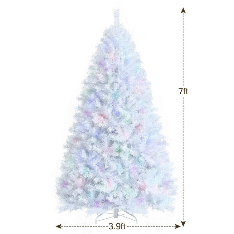 Artificial Christmas Tree with Iridescent Branch Tips and Metal Base