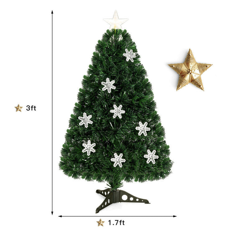 Artificial Christmas Tree with Snowflakes and LED Lights