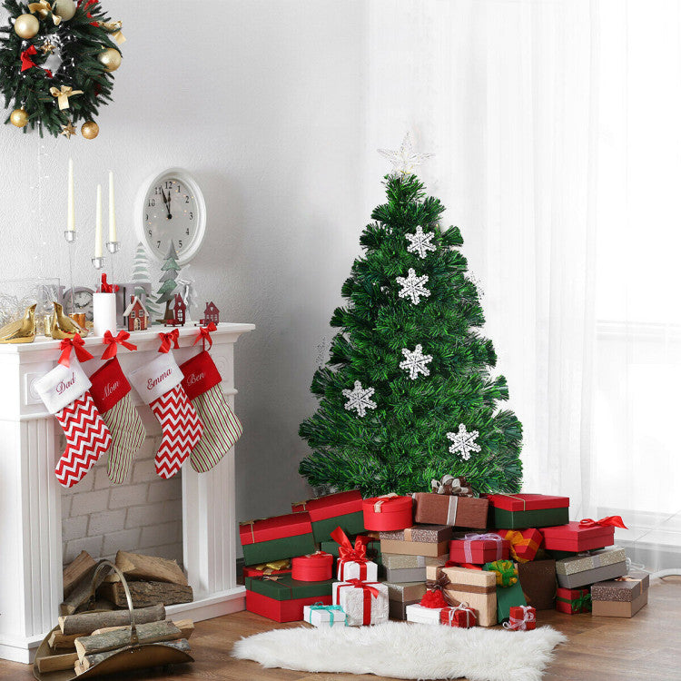 Artificial Christmas Tree with Snowflakes and LED Lights