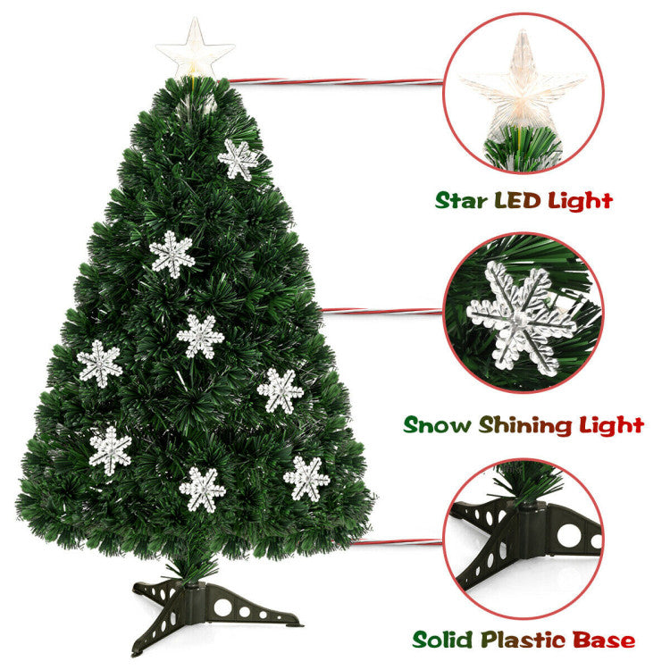 Artificial Christmas Tree with Snowflakes and LED Lights