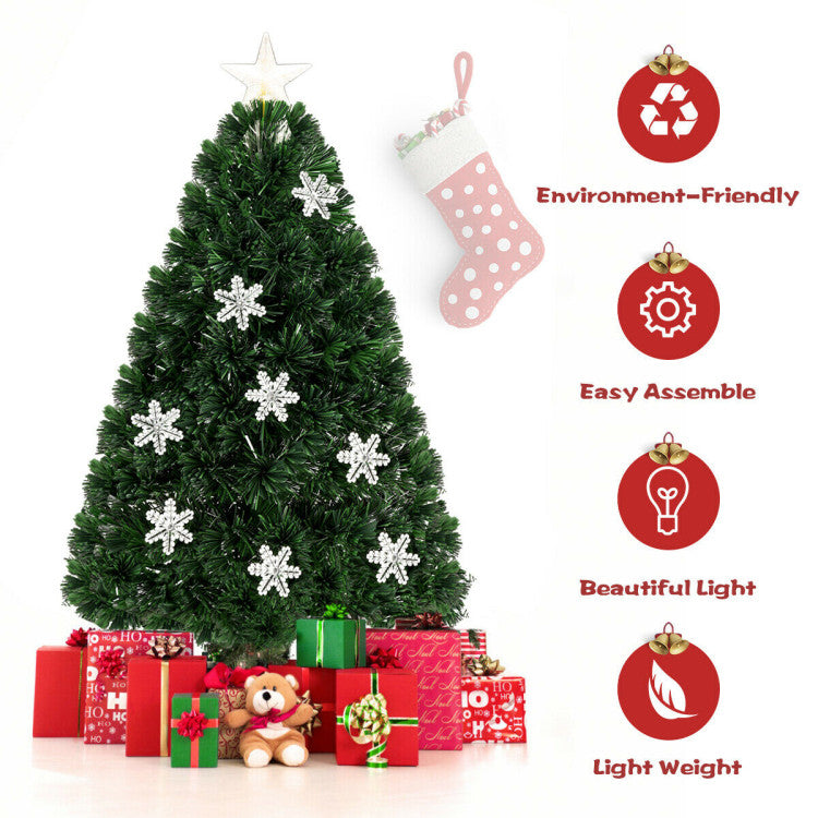 Artificial Christmas Tree with Snowflakes and LED Lights