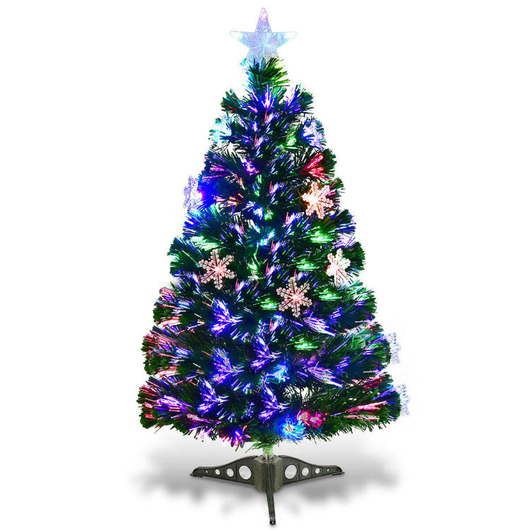 Artificial Christmas Tree with Snowflakes and LED Lights