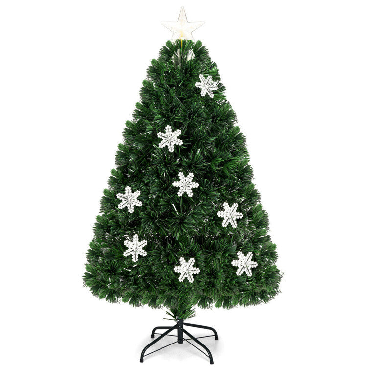 Artificial Christmas Tree with Snowflakes and LED Lights