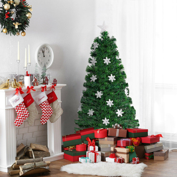 Artificial Christmas Tree with Snowflakes and LED Lights