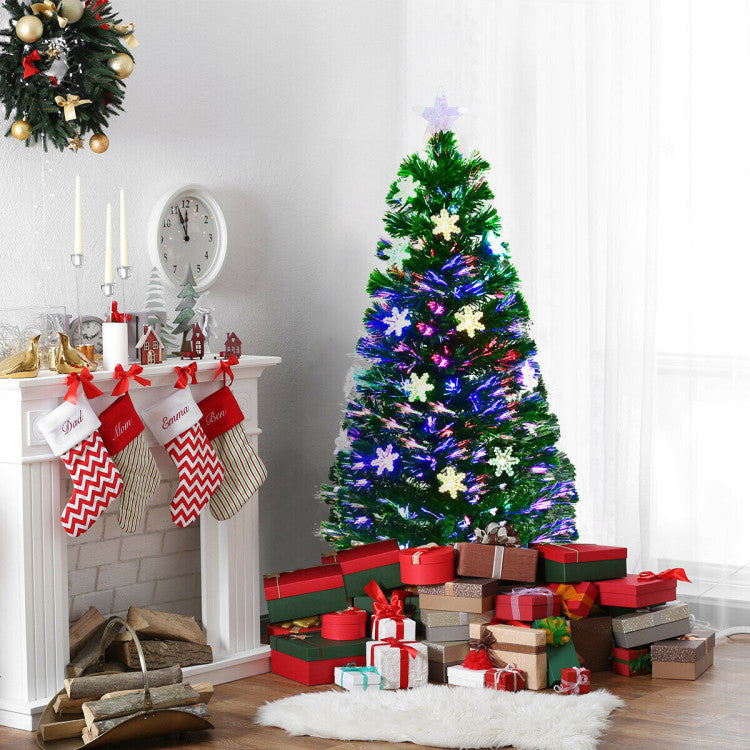 Artificial Christmas Tree with Snowflakes and LED Lights