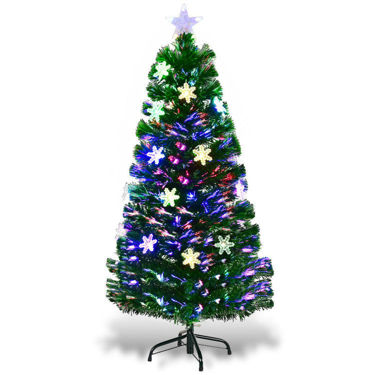 Artificial Christmas Tree with Snowflakes and LED Lights