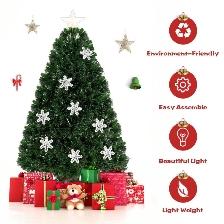 Artificial Christmas Tree with Snowflakes and LED Lights