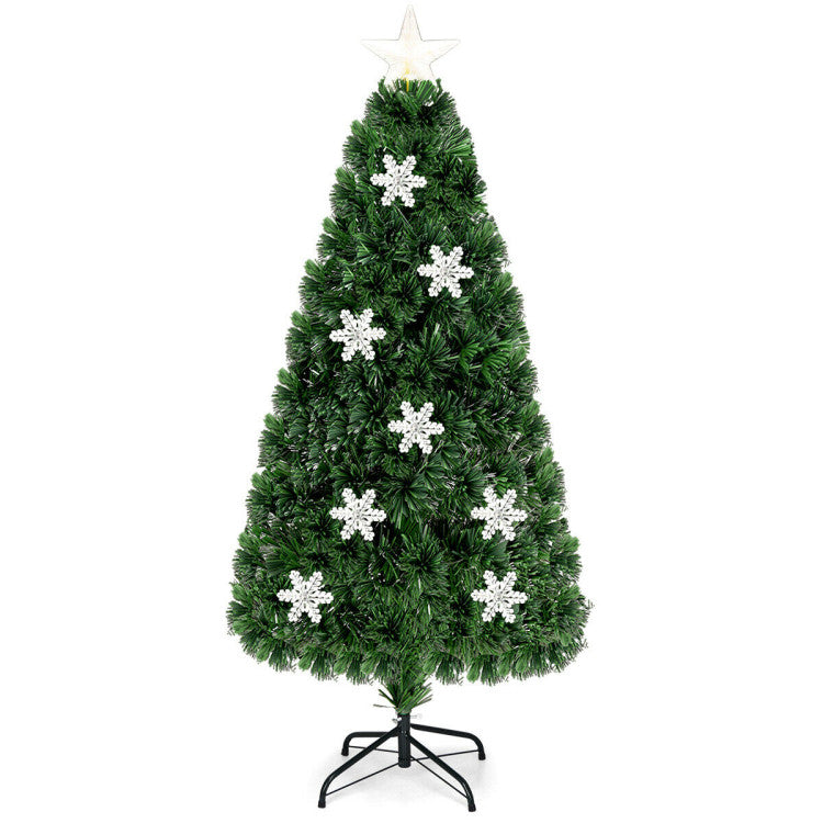 Artificial Christmas Tree with Snowflakes and LED Lights