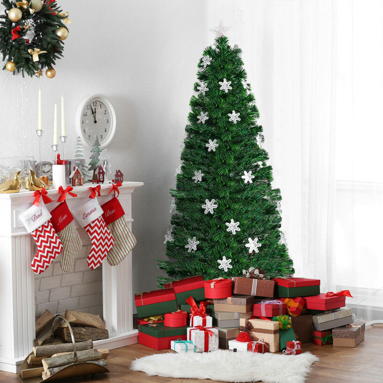 Artificial Christmas Tree with Snowflakes and LED Lights