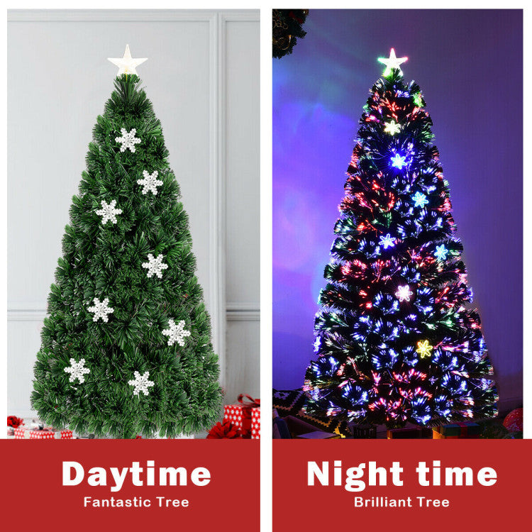 Artificial Christmas Tree with Snowflakes and LED Lights