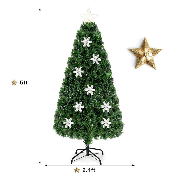 Artificial Christmas Tree with Snowflakes and LED Lights