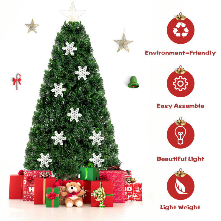 Artificial Christmas Tree with Snowflakes and LED Lights