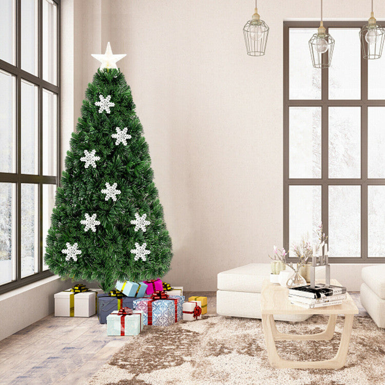 Artificial Christmas Tree with Snowflakes and LED Lights